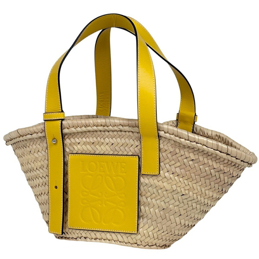 Loewe Basket Bag Anagram Palm Leaf Handbag Raffia Yellow